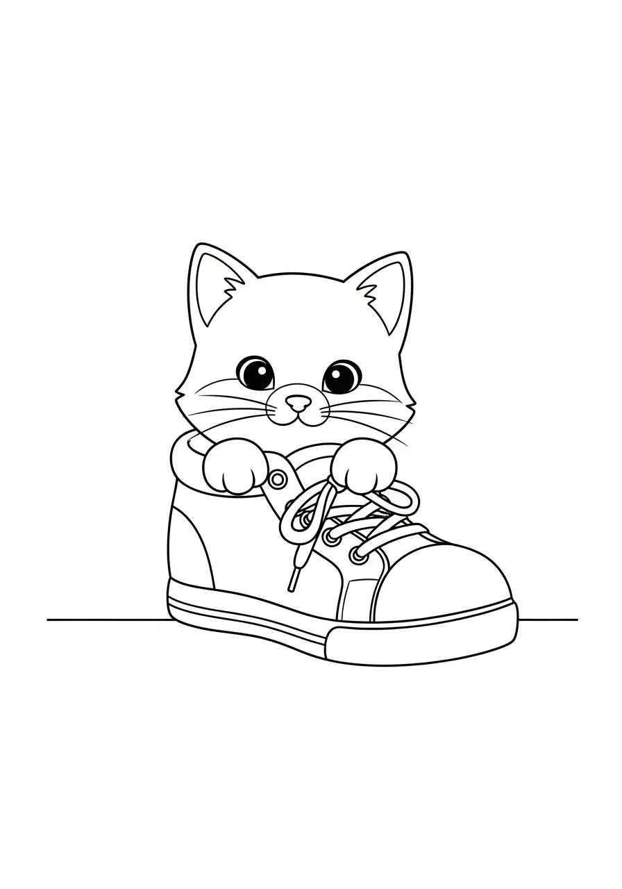 Silly Cute Cat Coloring Page