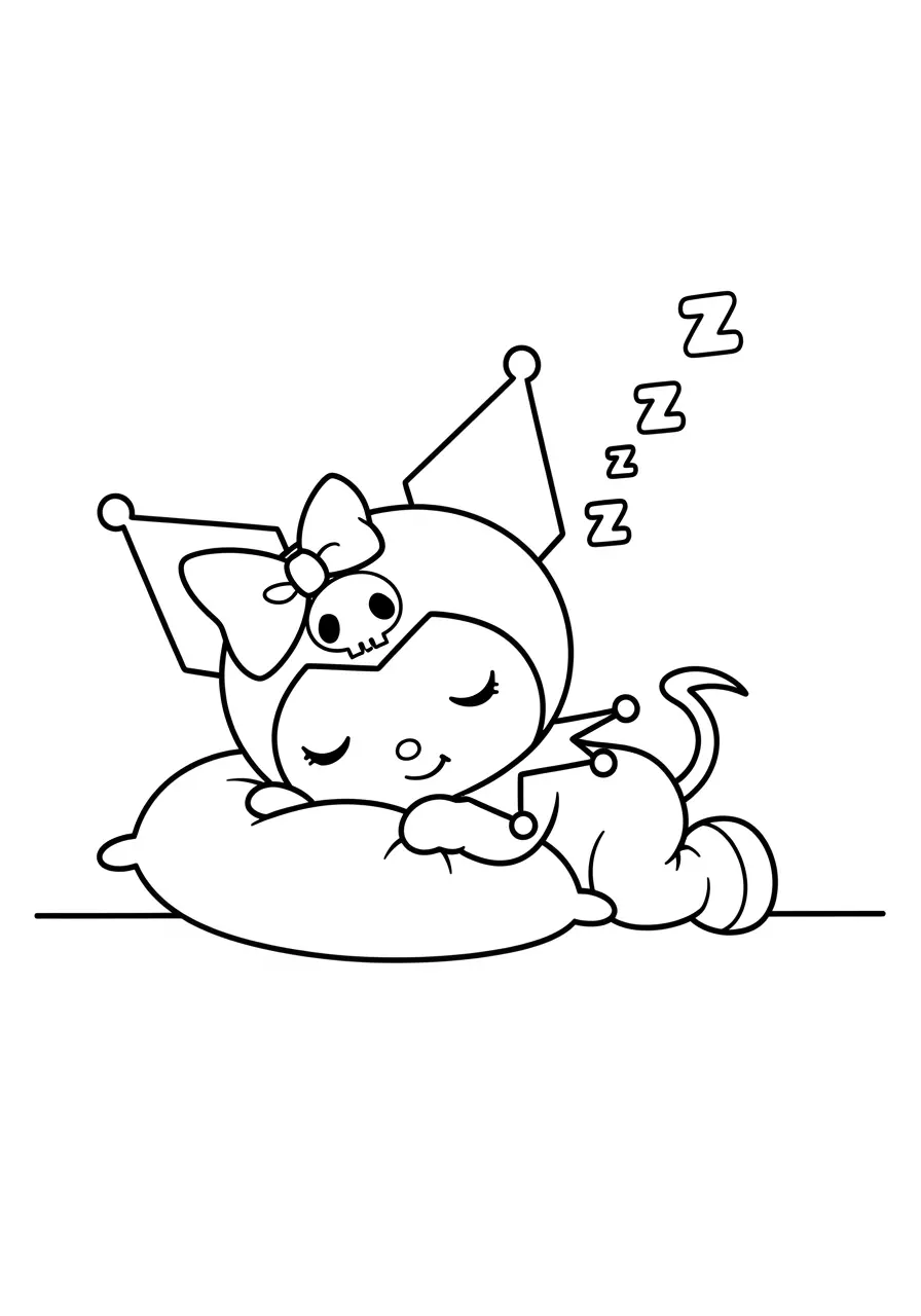 Sleeping Kuromi Coloring Page