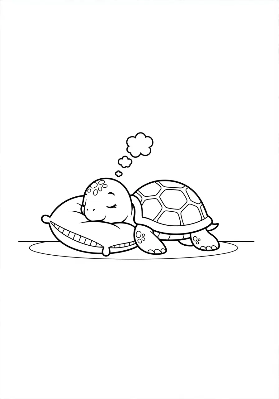 Sleepy Baby Turtle Coloring Page