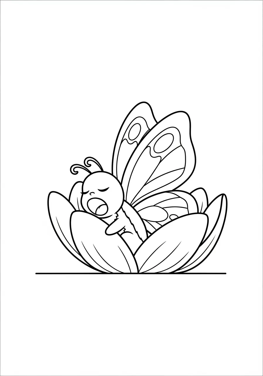 Sleepy Butterfly Coloring Page