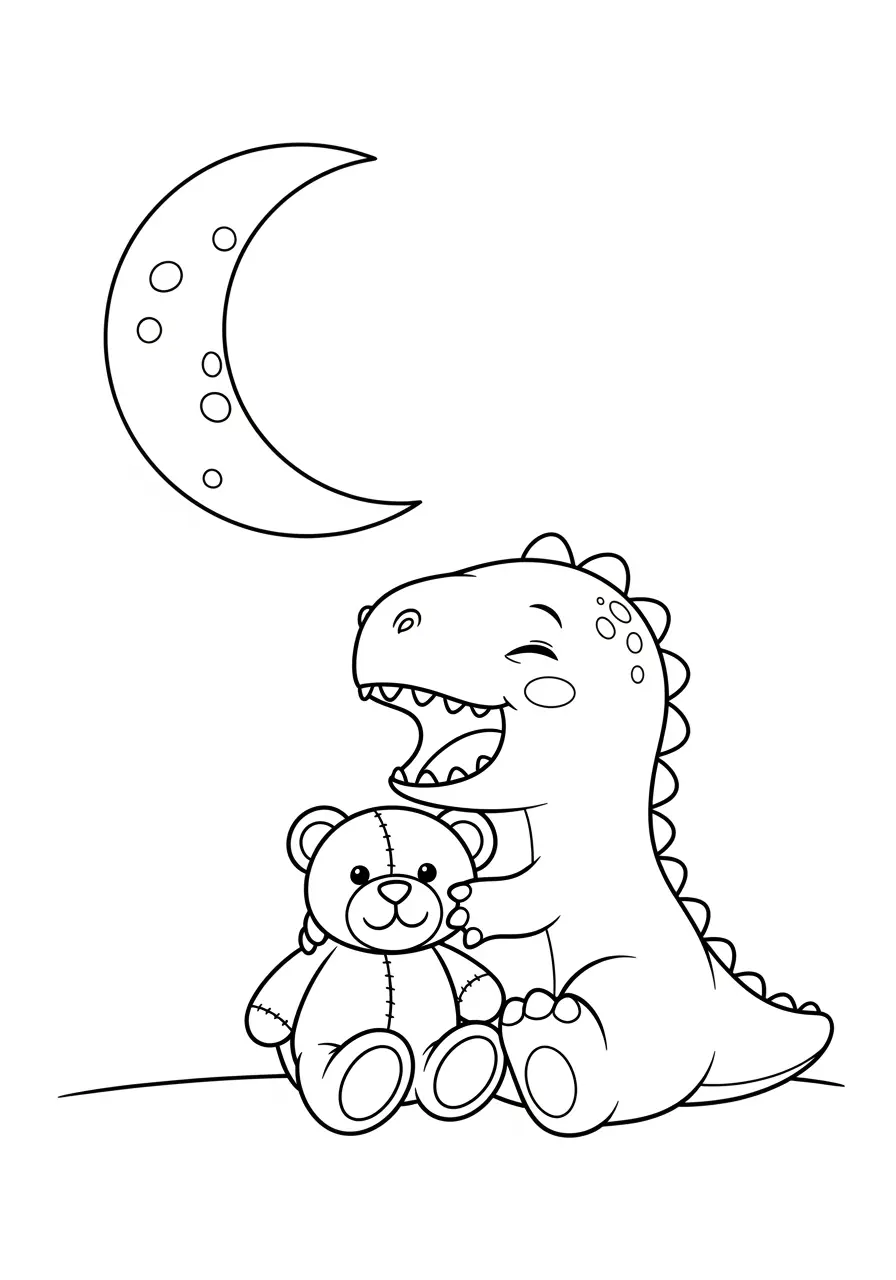 Sleepy Dinosaur Coloring Page Bedtime