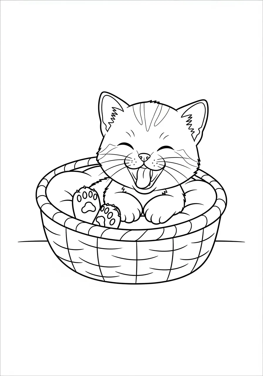 Sleepy Kitten Cute Animal Coloring Page