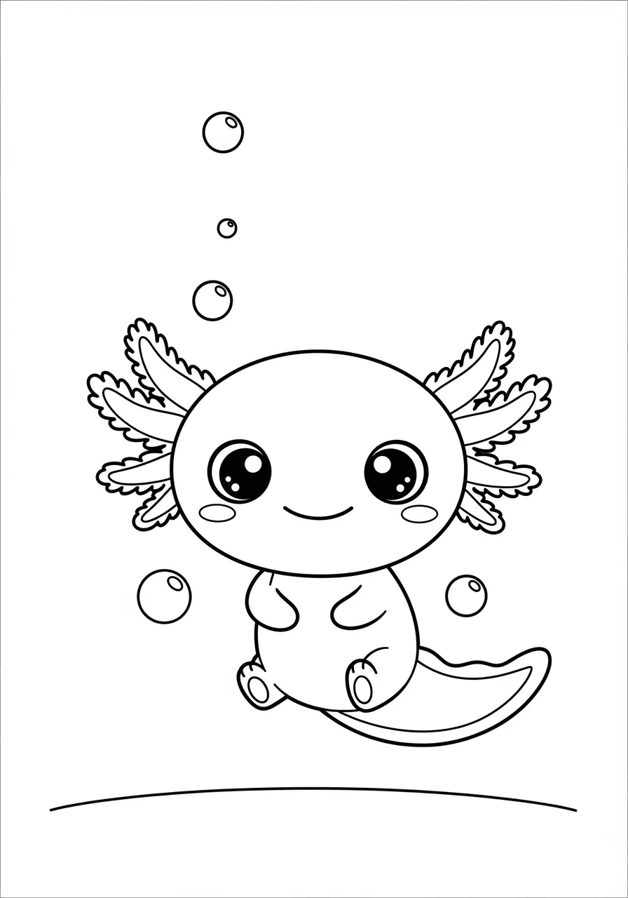 Smiling Baby Axolotl Coloring Page