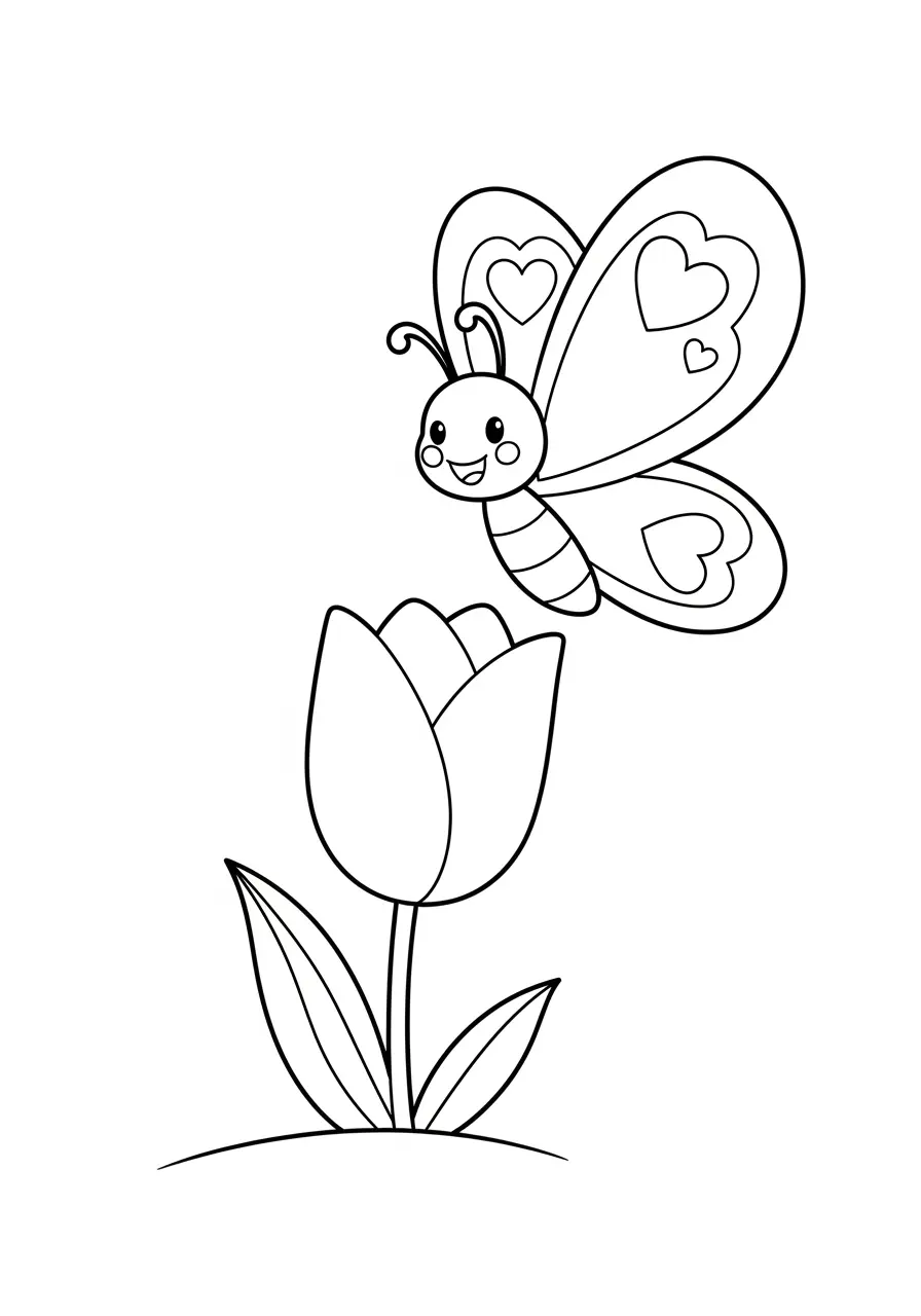 Smiling Butterfly Coloring Page