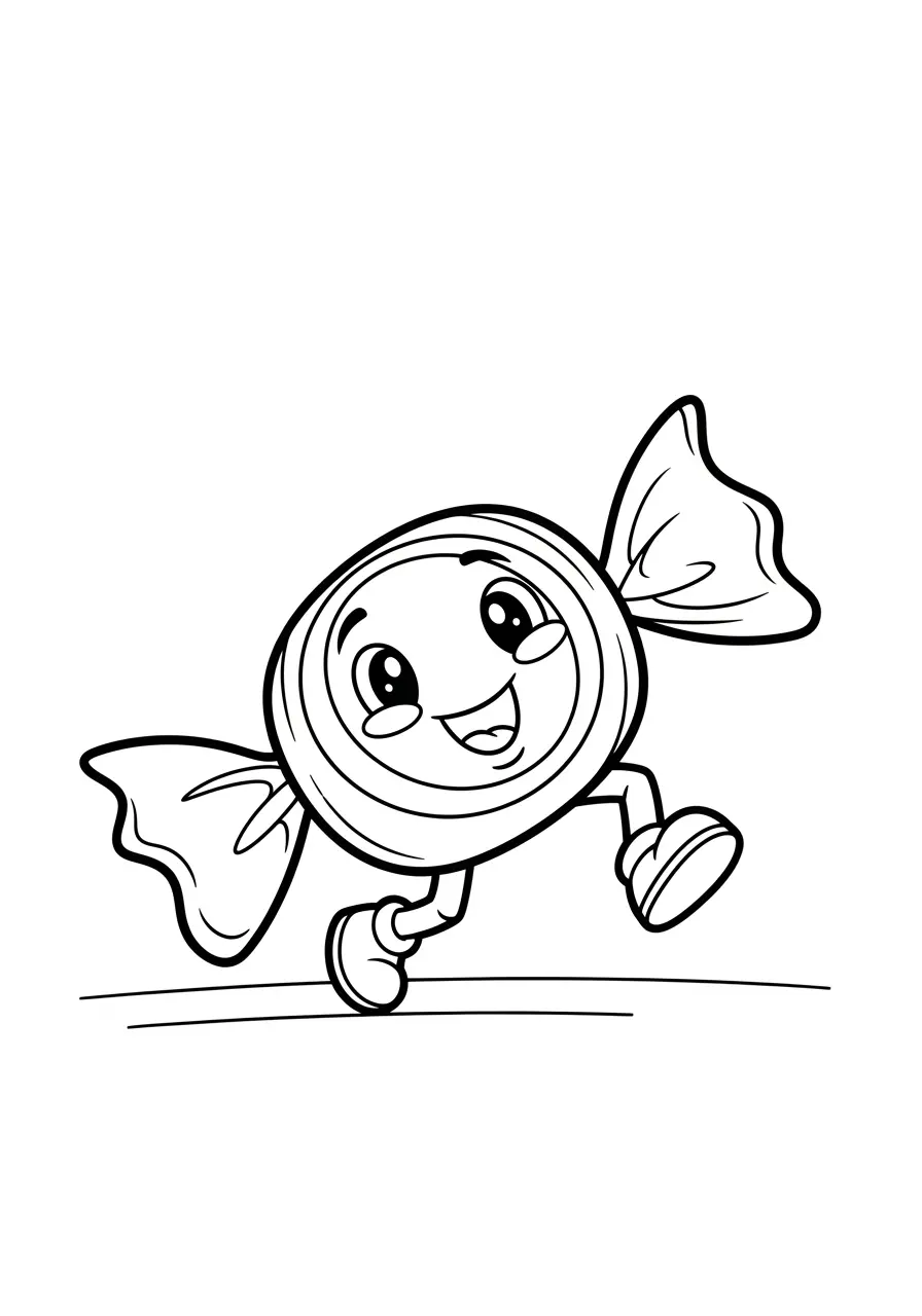 Smiling Candy Dessert Coloring Page