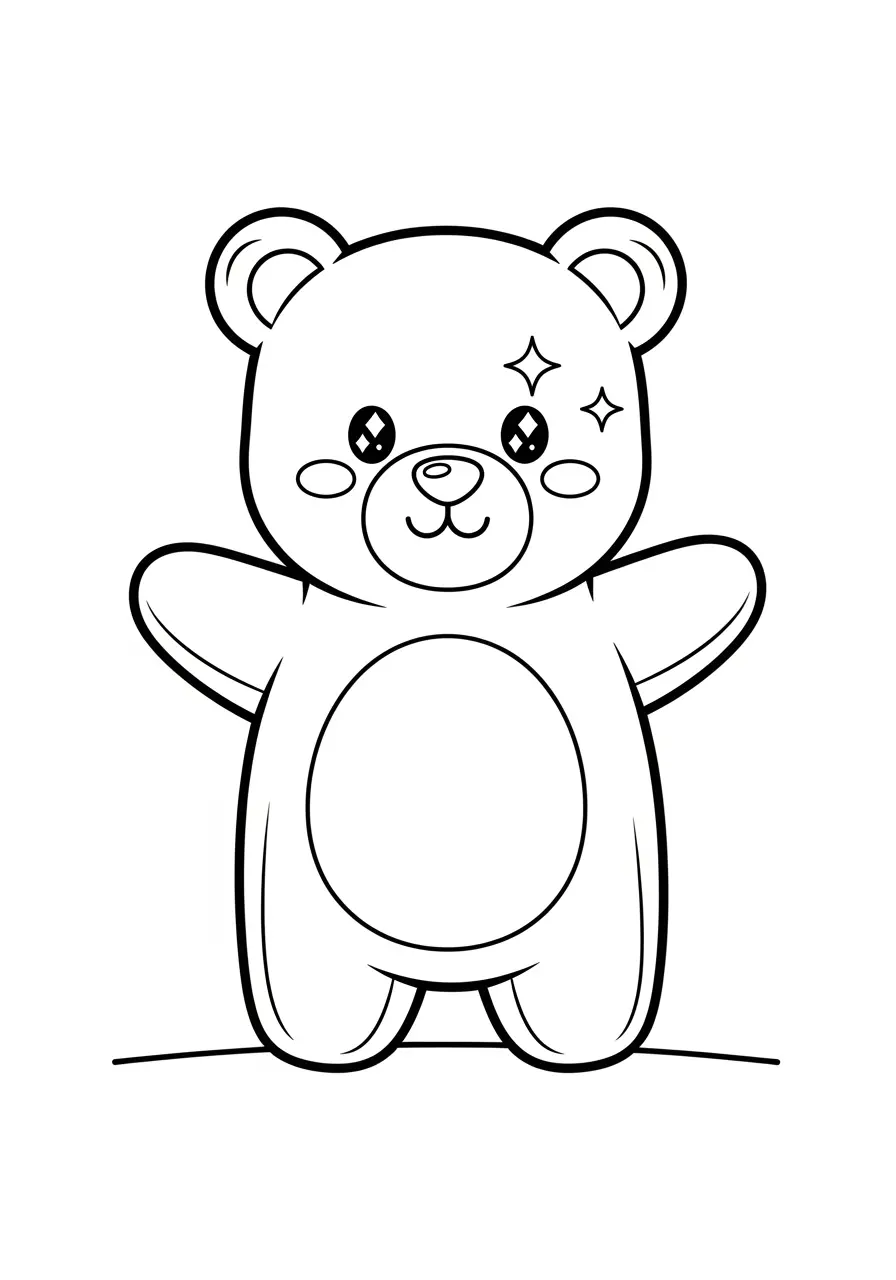 Smiling Gummy Bear Dessert Coloring Page