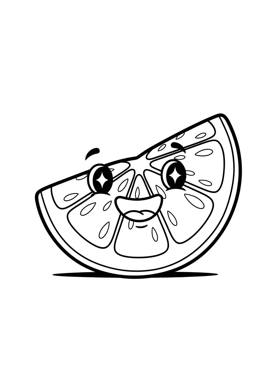Smiling Orange Slice Coloring Page