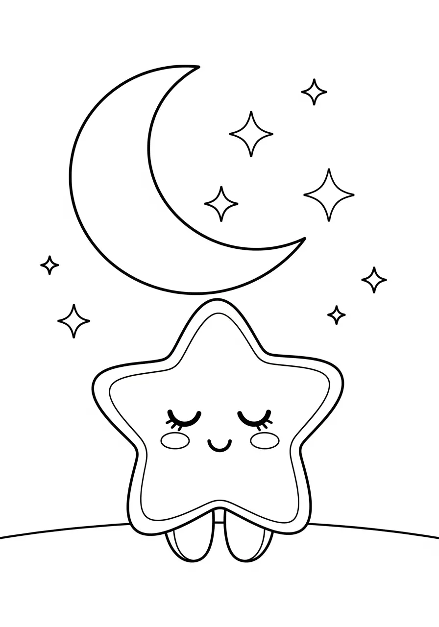 Smiling Star Cute Easy Coloring Page