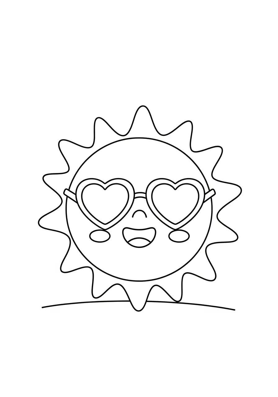 Smiling Sun Cute Simple Coloring Page