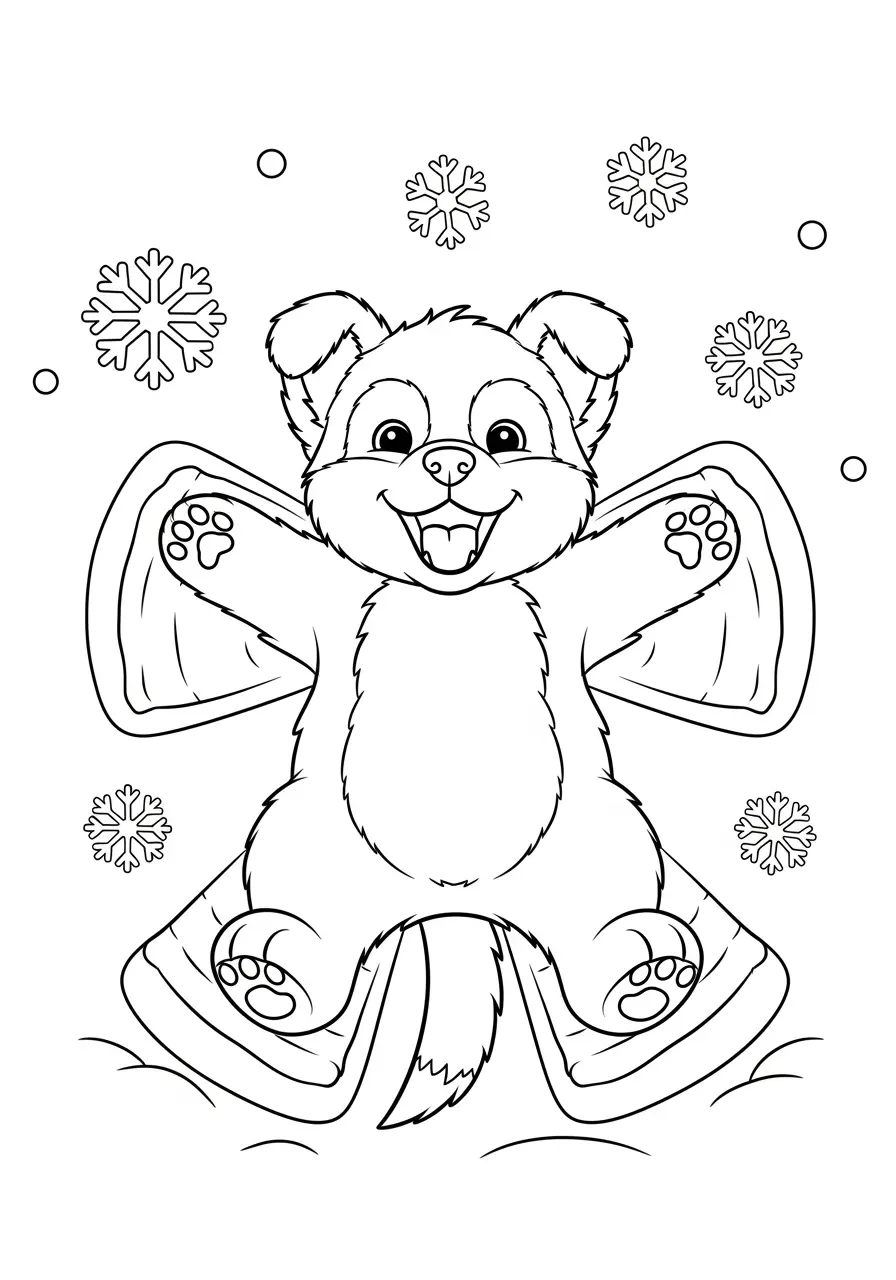 Snow Angel Puppy Coloring Page