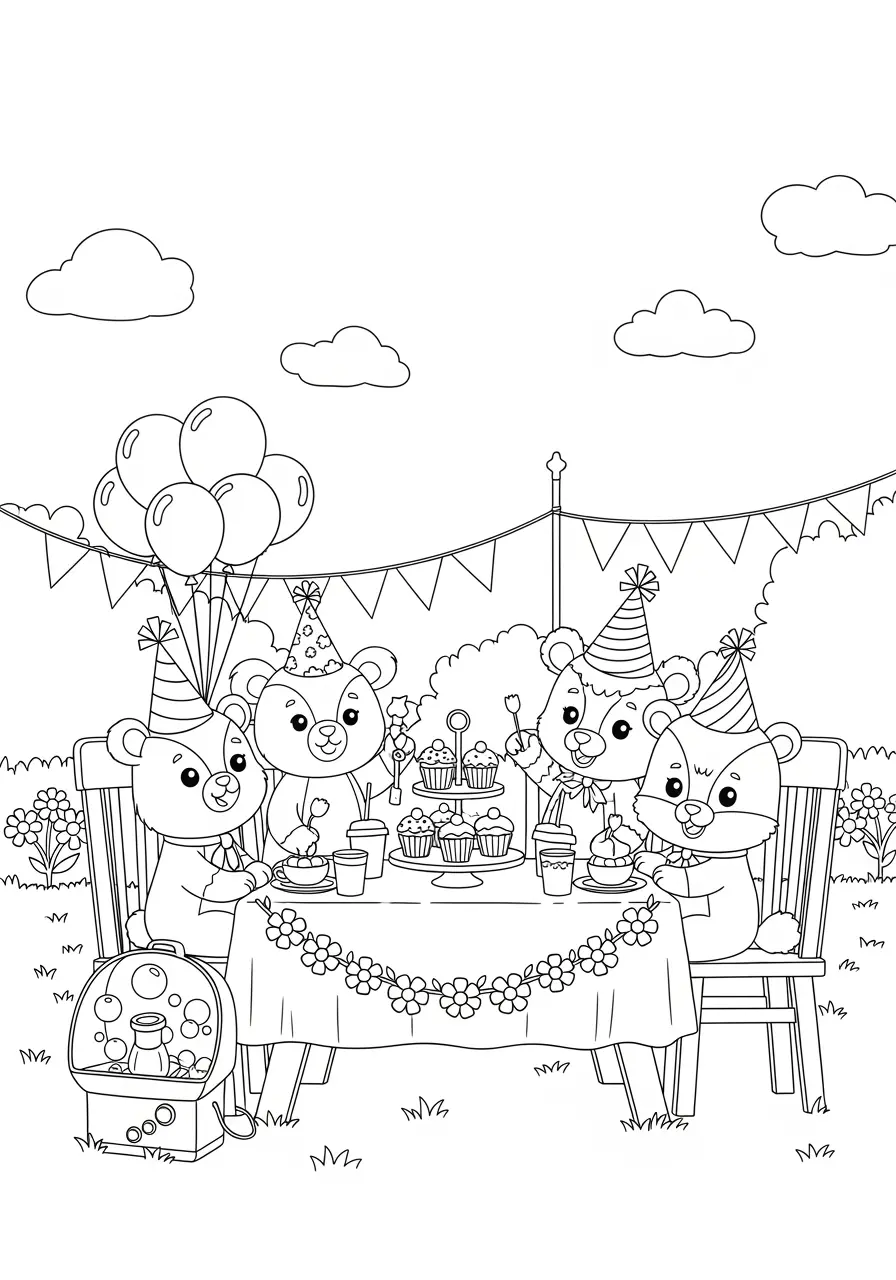 Spring Garden Party Coloring Page