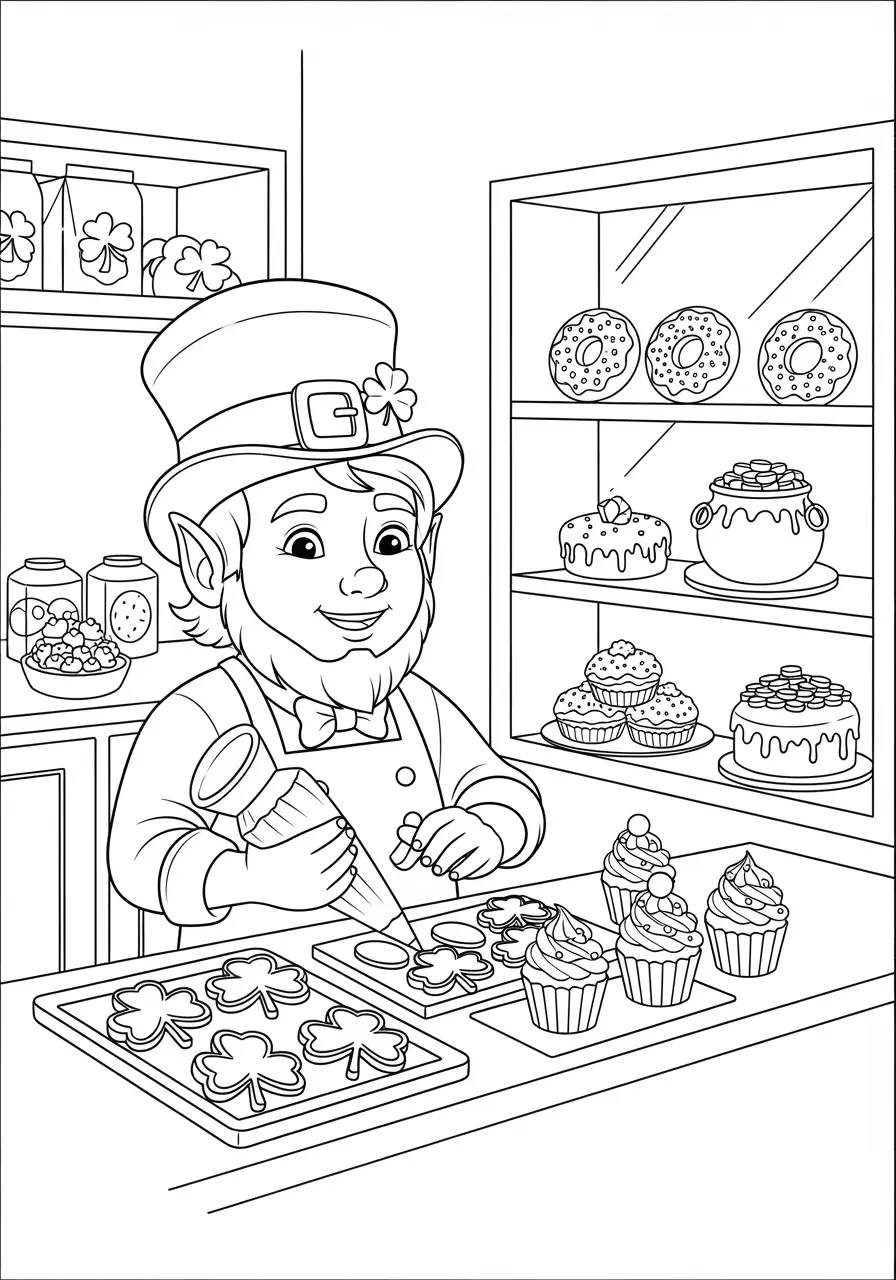 St. Patrick's Day Bakery Coloring Page