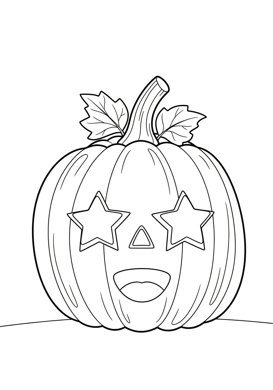 Star-Eyed Pumpkin Coloring Page