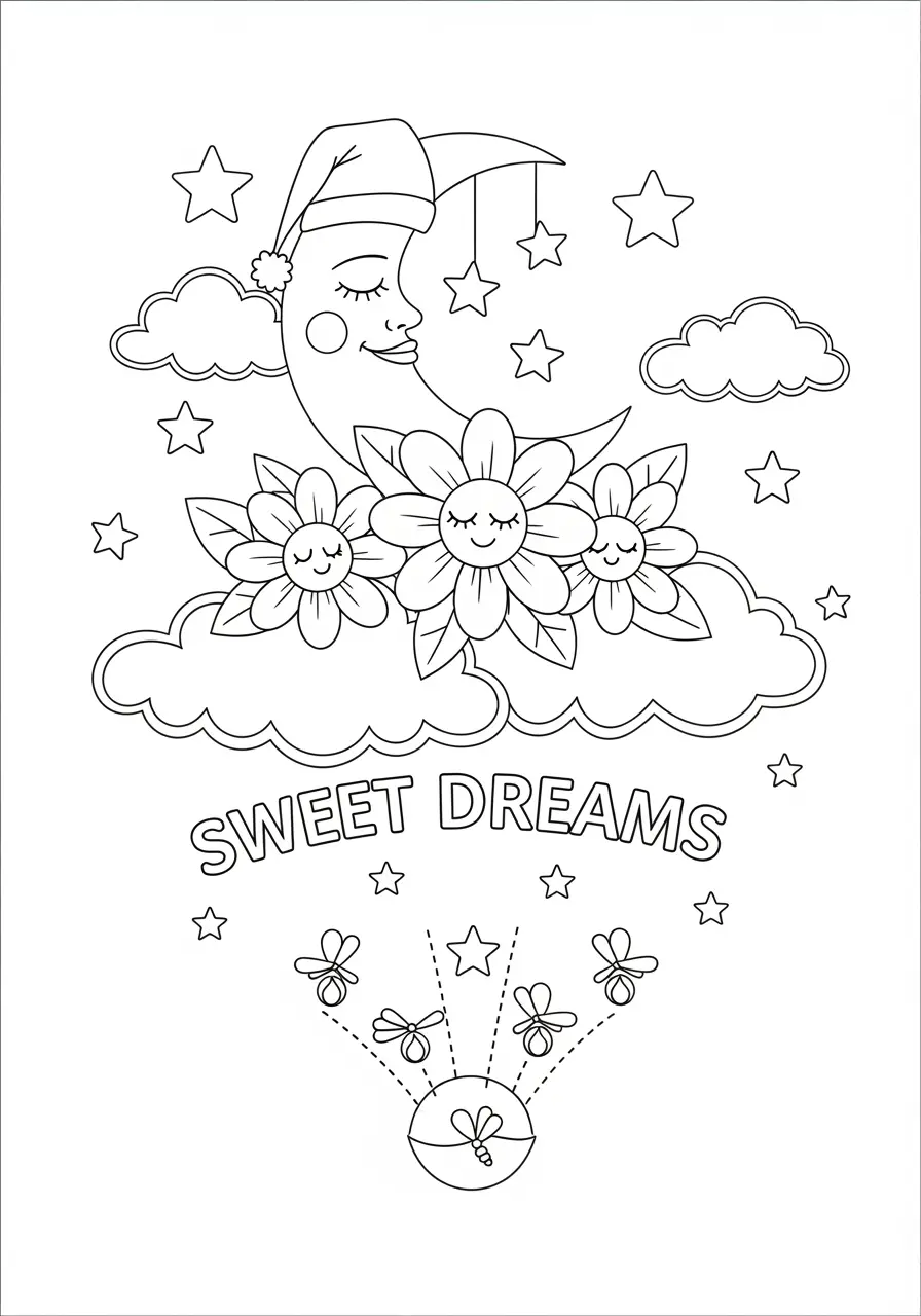 Starlight Cute Flower Coloring Page