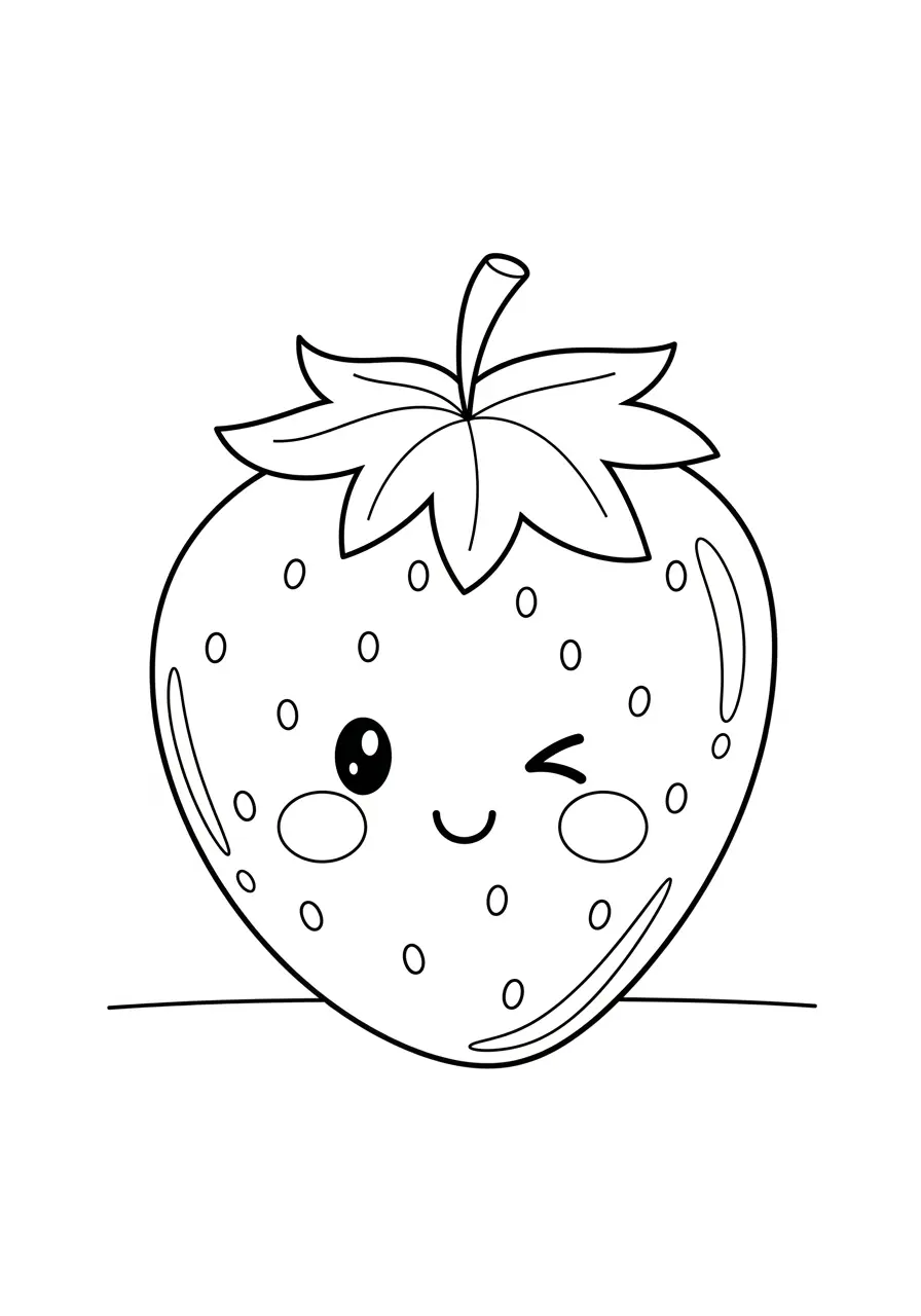 Strawberry Sweet Cute Kawaii Coloring Page
