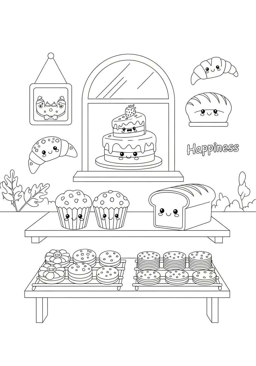 Sweet Bakery Shop Coloring Page
