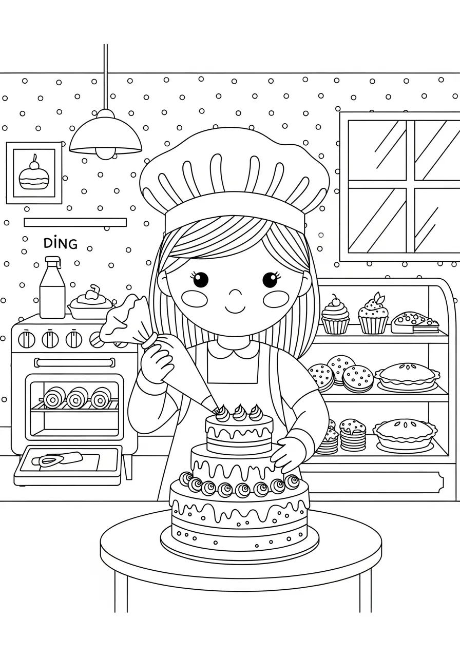 Sweet Barbie Bakery Coloring Page