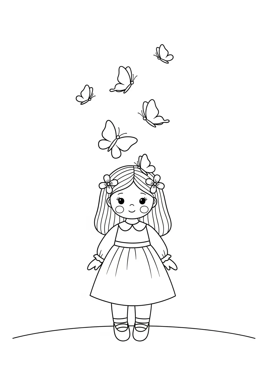 Sweet Barbie Butterfly Coloring Page