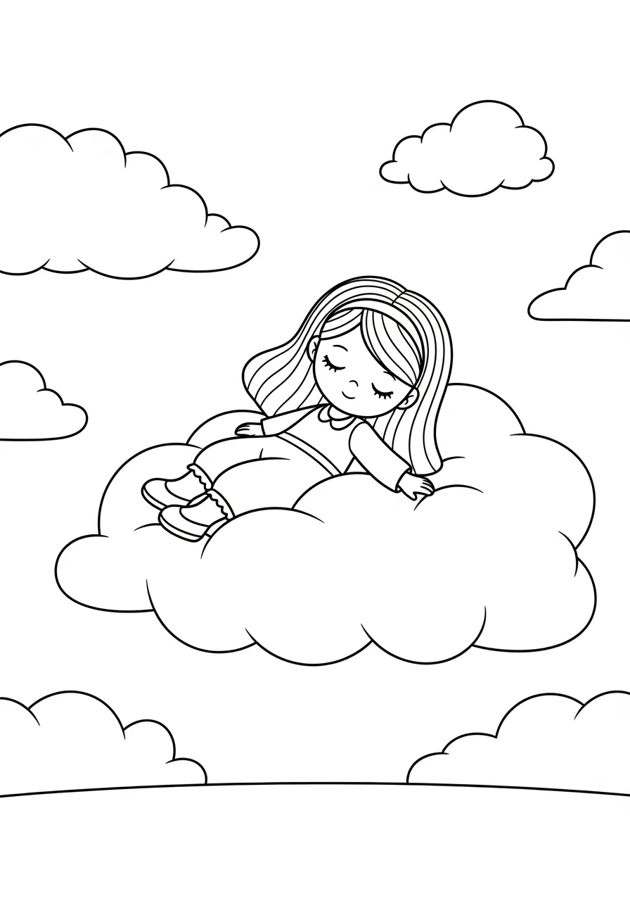 Sweet Barbie Cloud Coloring Page