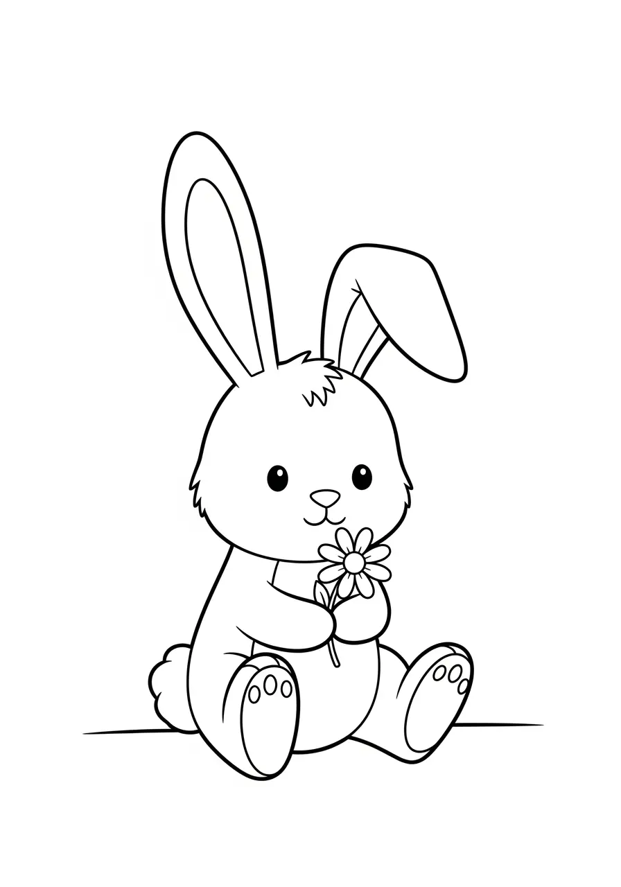 Sweet Bunny Cute Easy Coloring Page
