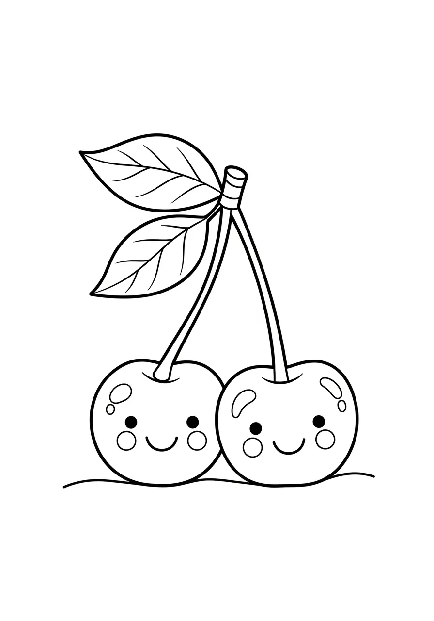 Sweet Cherry Twins Cute Fruit Coloring