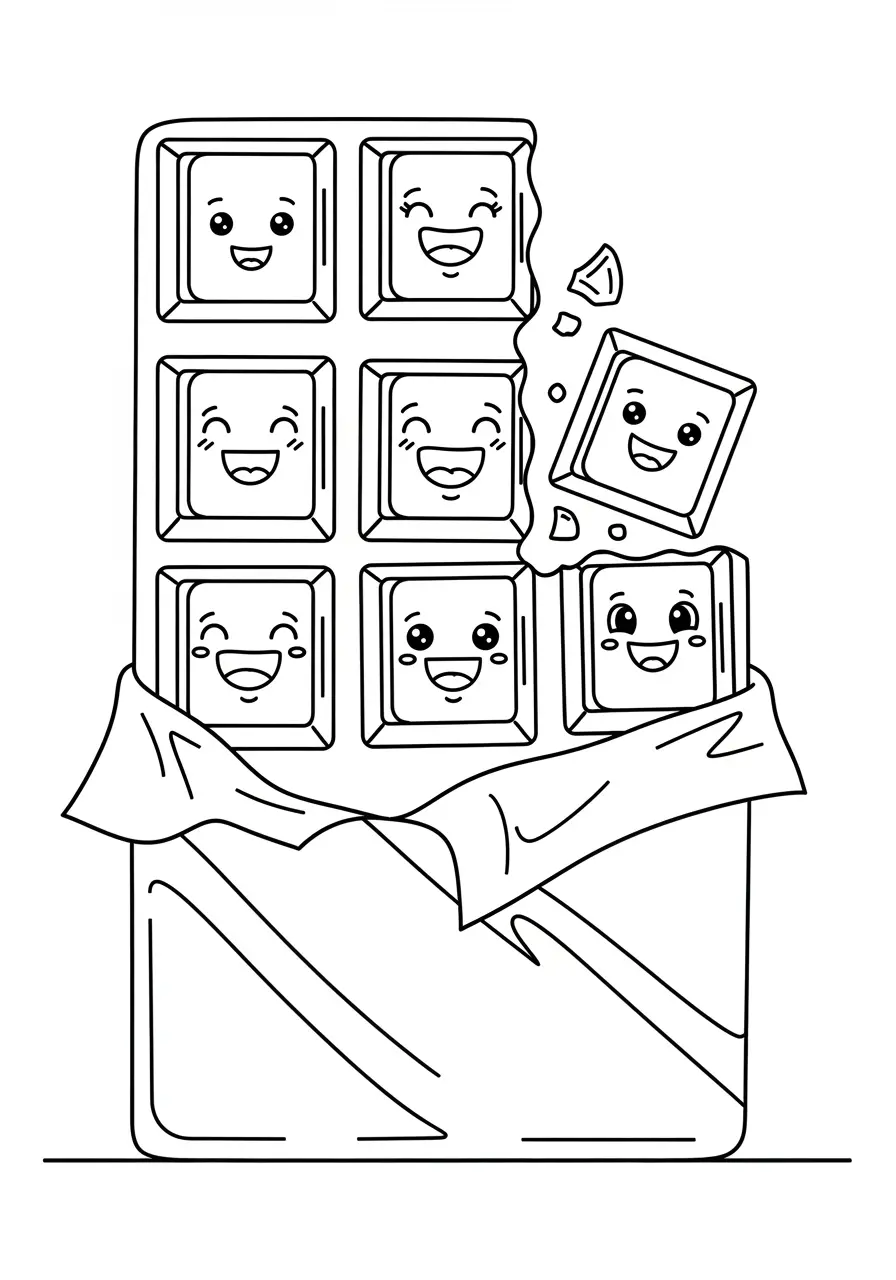 Sweet Chocolate Bar Dessert Coloring Page