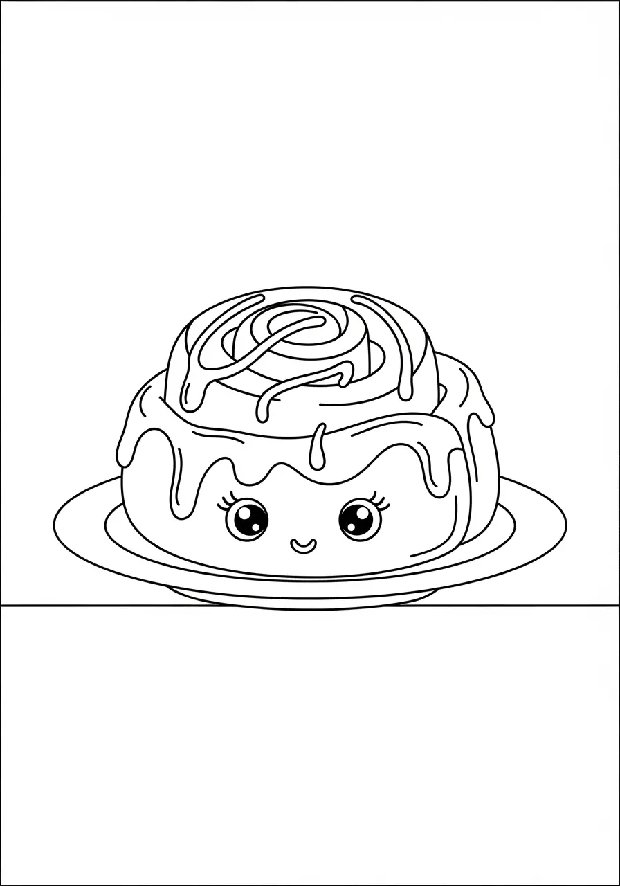 Sweet Cinnamon Roll Dessert Coloring Page