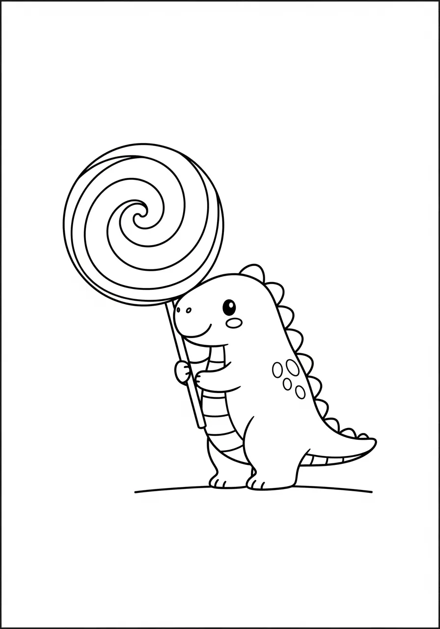 Sweet Dinosaur Coloring Page Lollipop