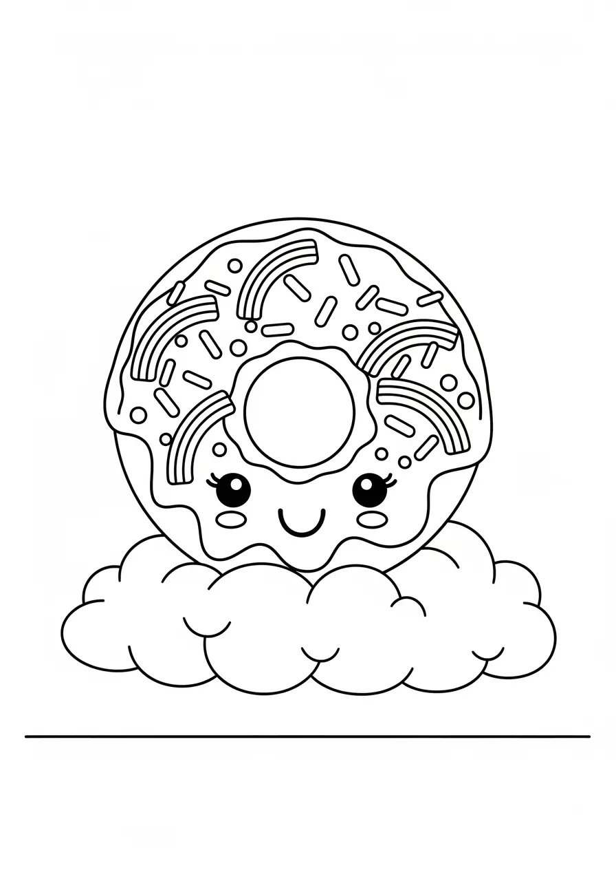 Sweet Donut Dessert Coloring Page
