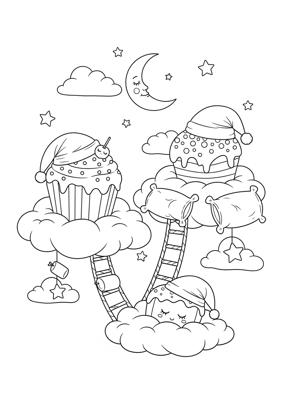 Sweet Dreams Dessert Coloring Page