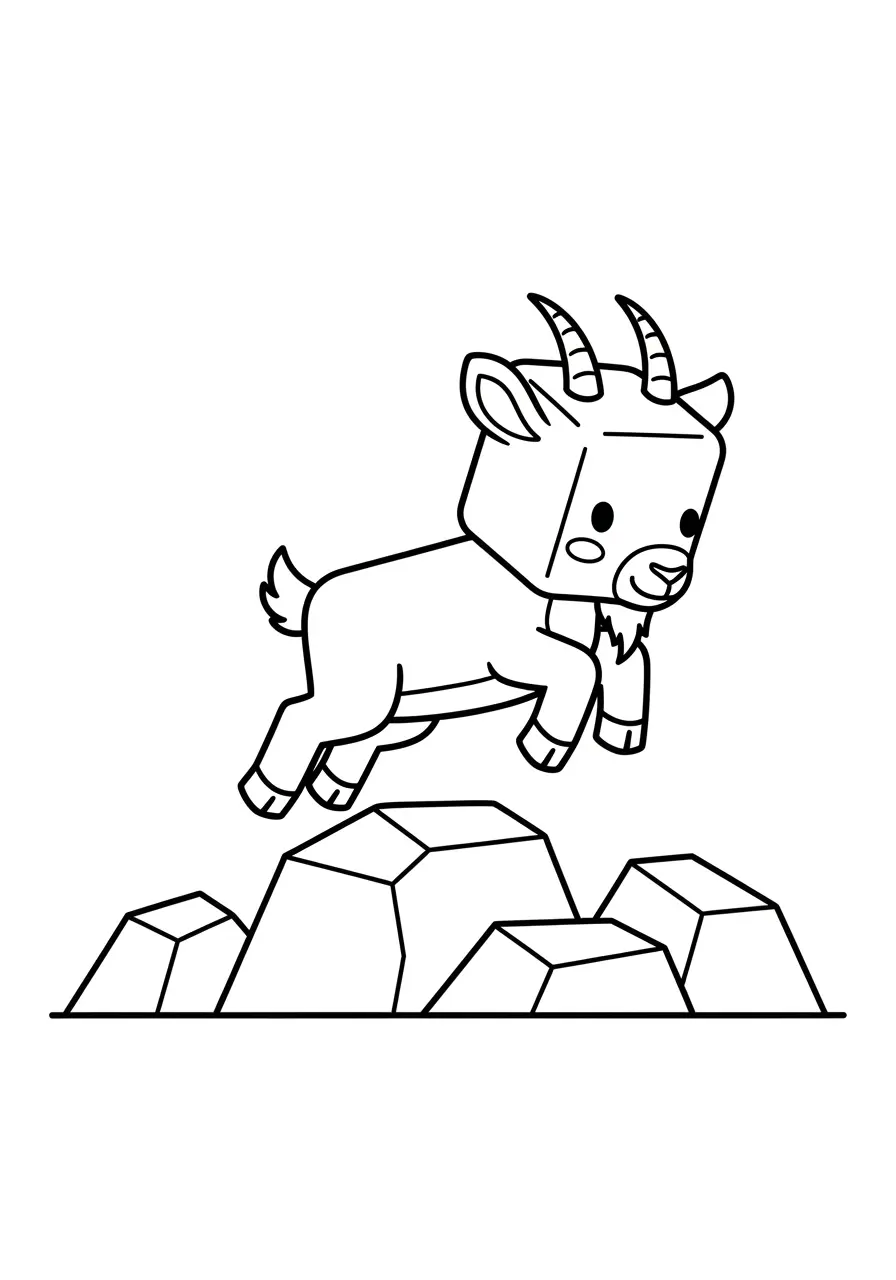 Sweet Goat Kid Minecraft Coloring Page