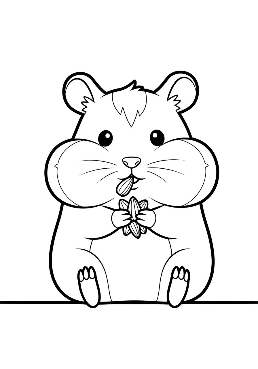 Sweet Hamster Cute Animal Coloring Page