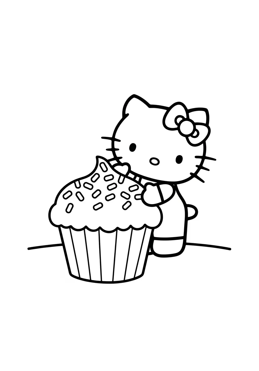 Sweet Hello Kitty Cupcake Coloring