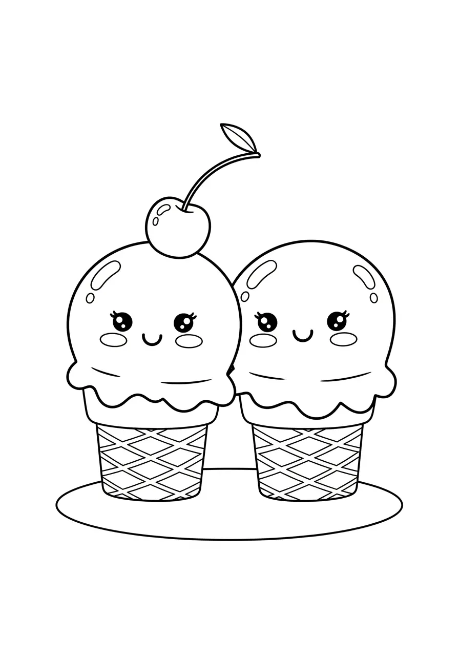 Sweet Ice Cream Date Coloring Page For Teens