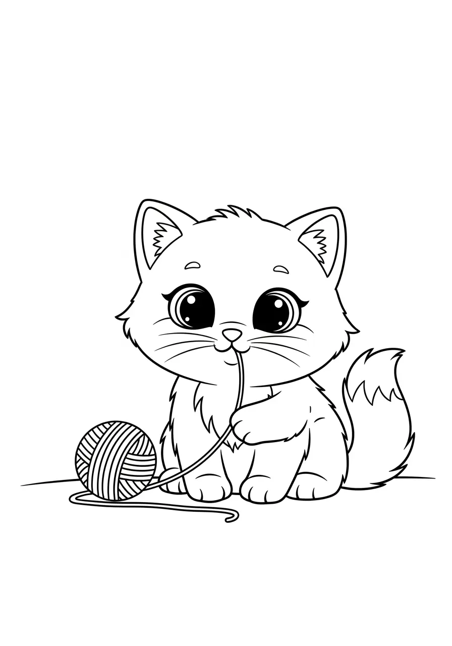Sweet Kitten Cute Easy Coloring Page