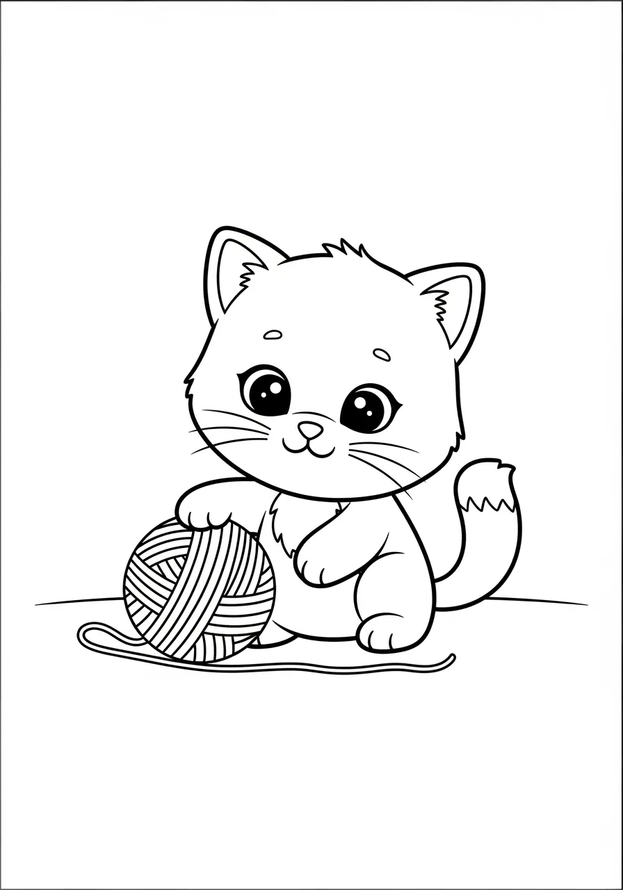 Sweet Kitten Simple Coloring Page