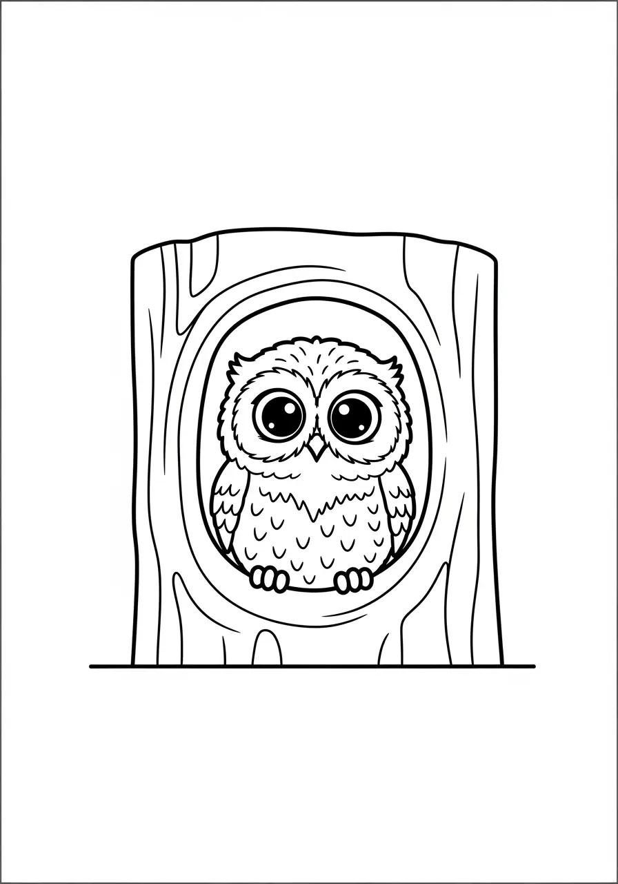 Sweet Owl Tree Nature Coloring Page
