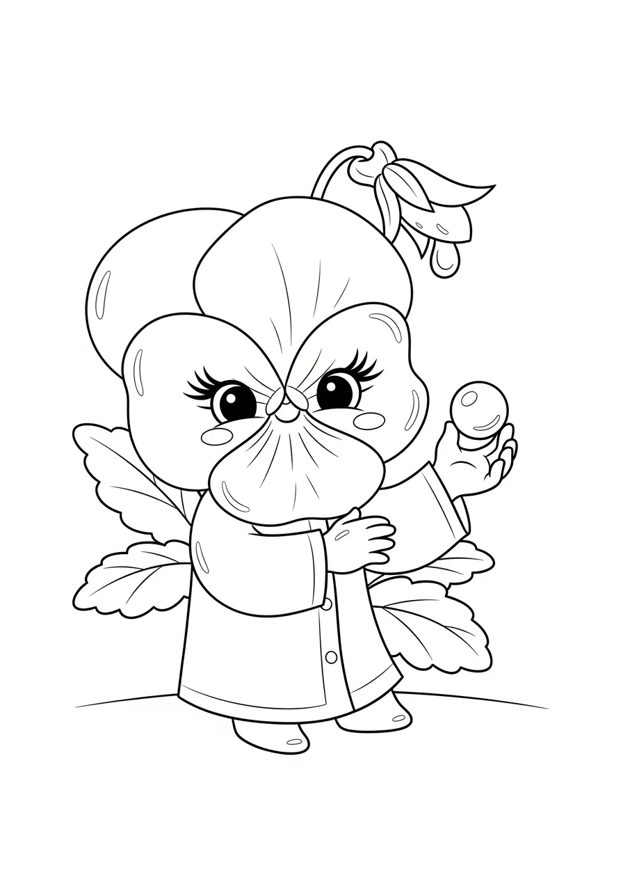 Sweet Pansy Cute Flower Coloring Page