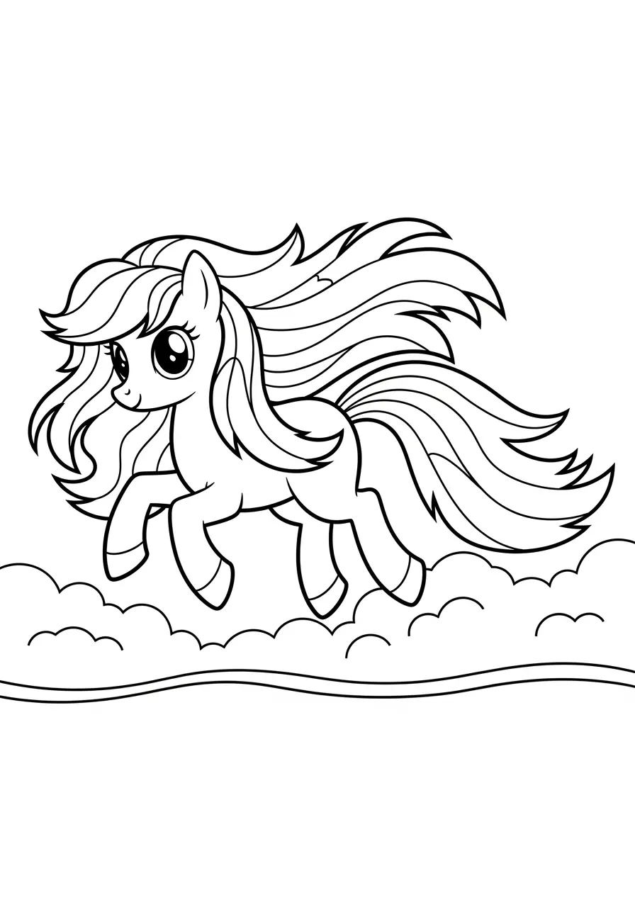 Sweet Pony Rainbow Mane Coloring Page