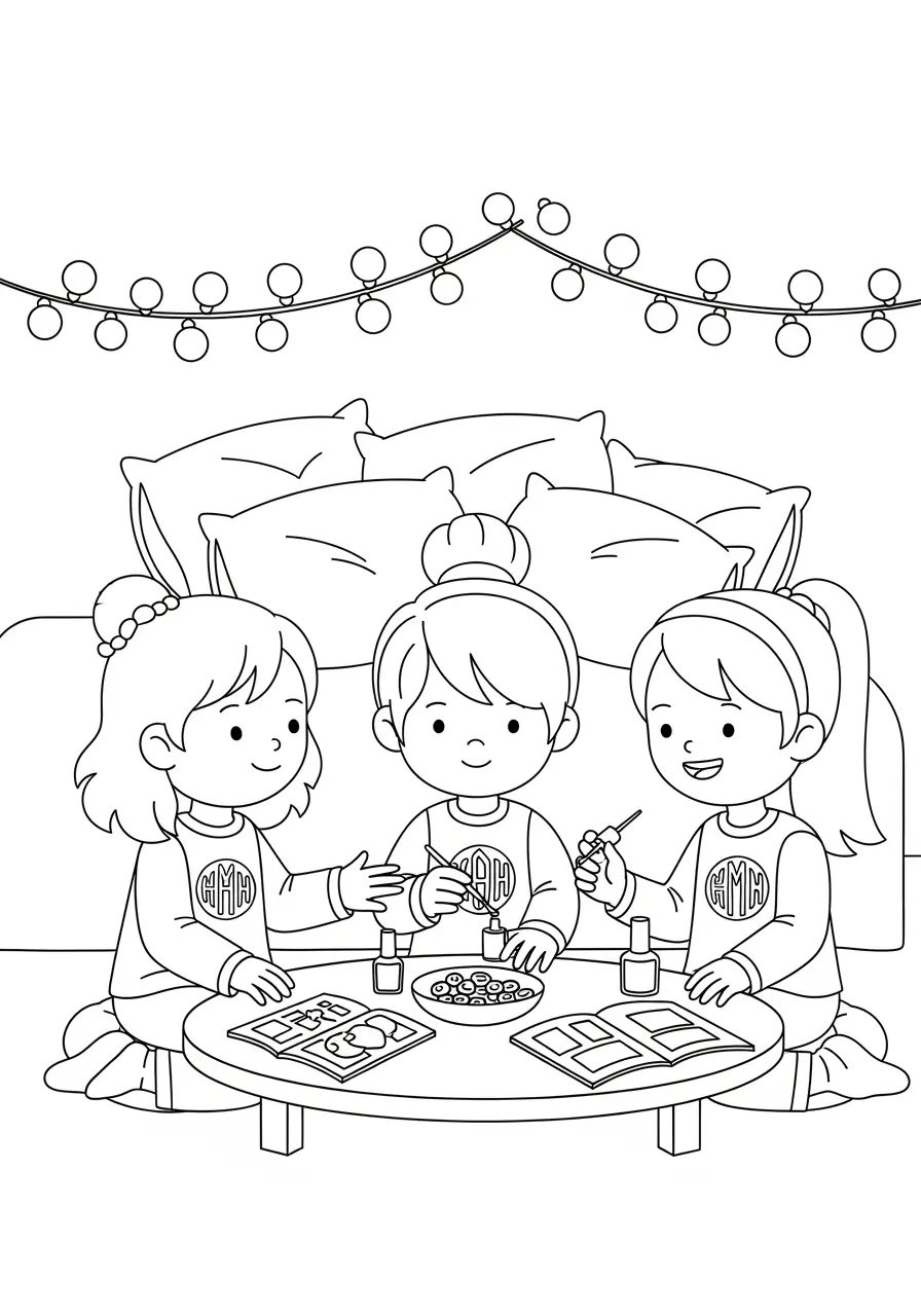 Sweet Preppy Sleepover Coloring Page
