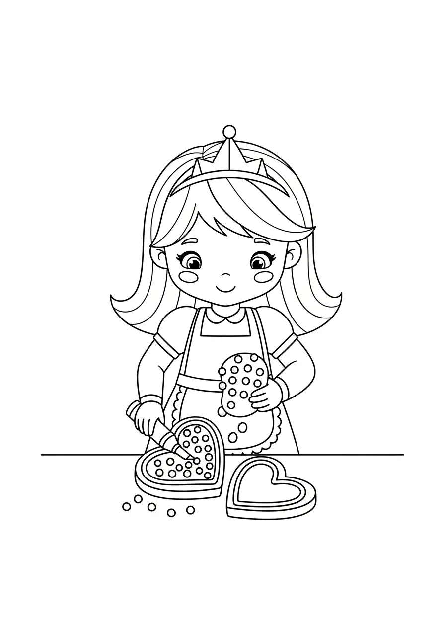 Sweet Princess Coloring Page Baking