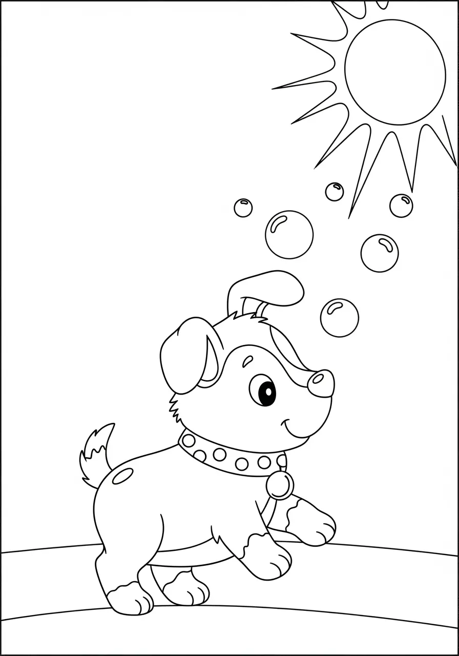 Sweet Puppy Coloring Page For Girls