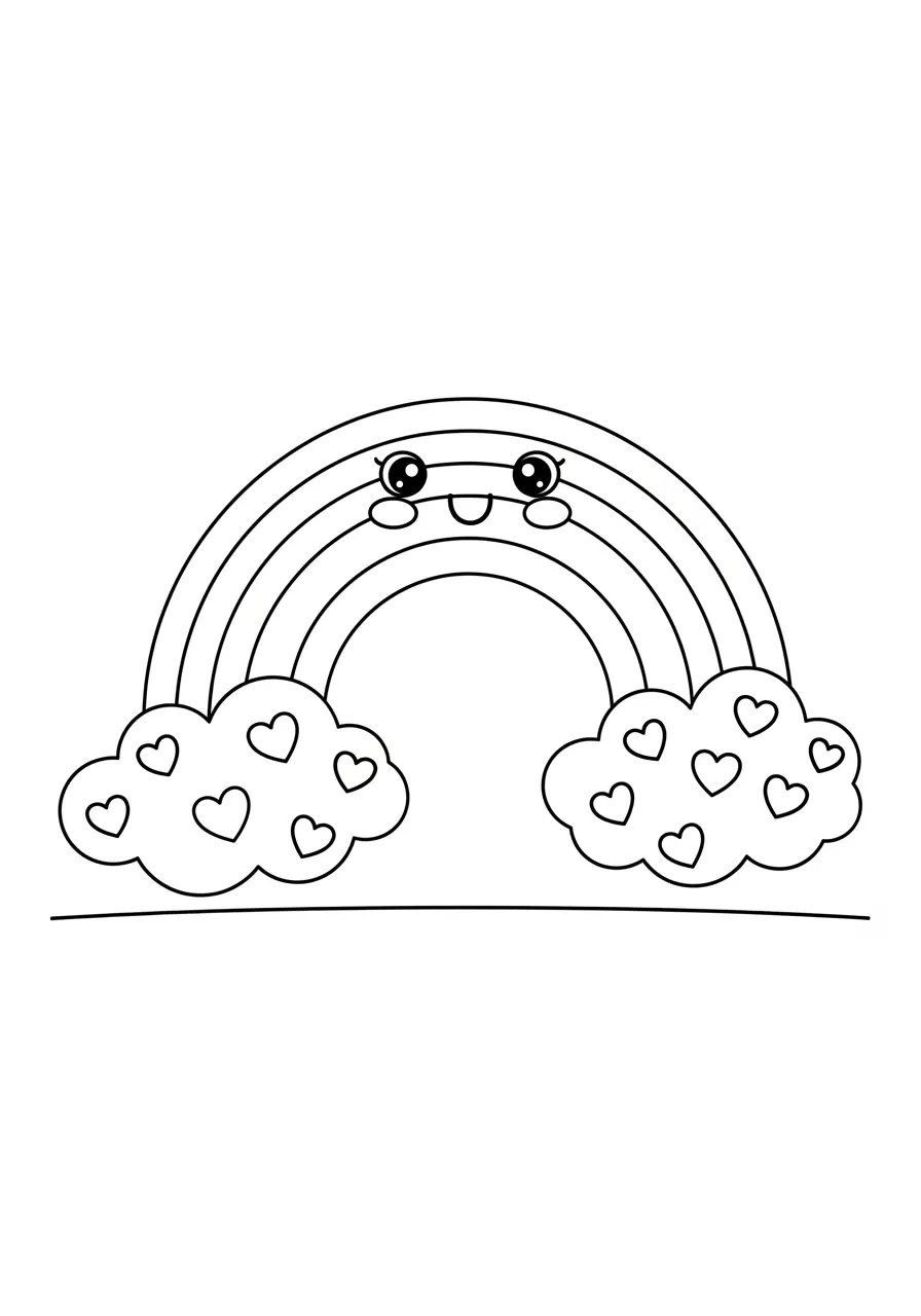 Sweet Rainbow Coloring Page For Girls