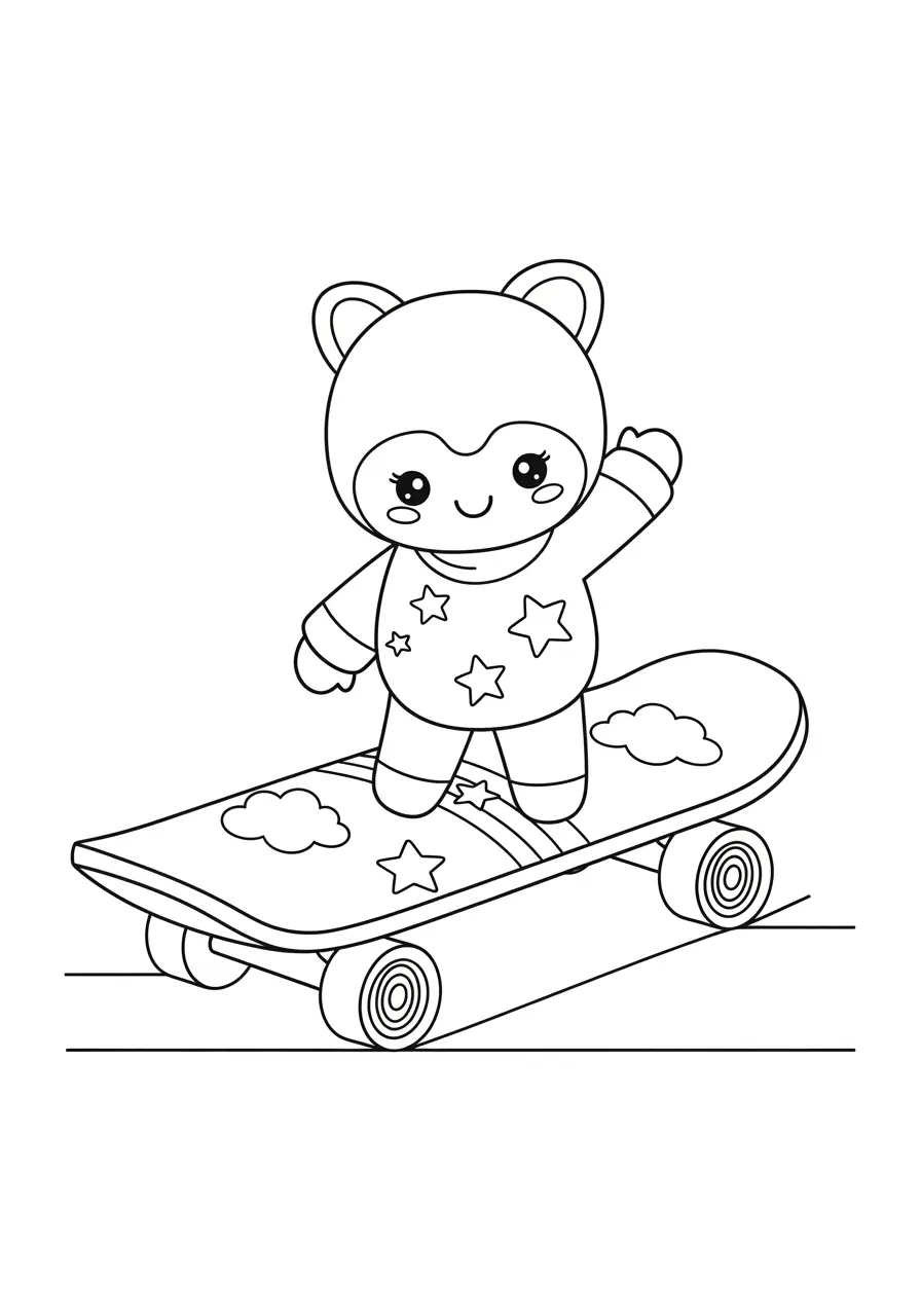 Sweet Skateboard Coloring Page For Teens