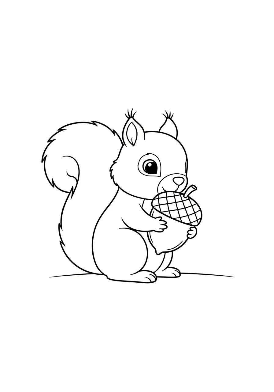 Sweet Squirrel Cute Animal Coloring Page