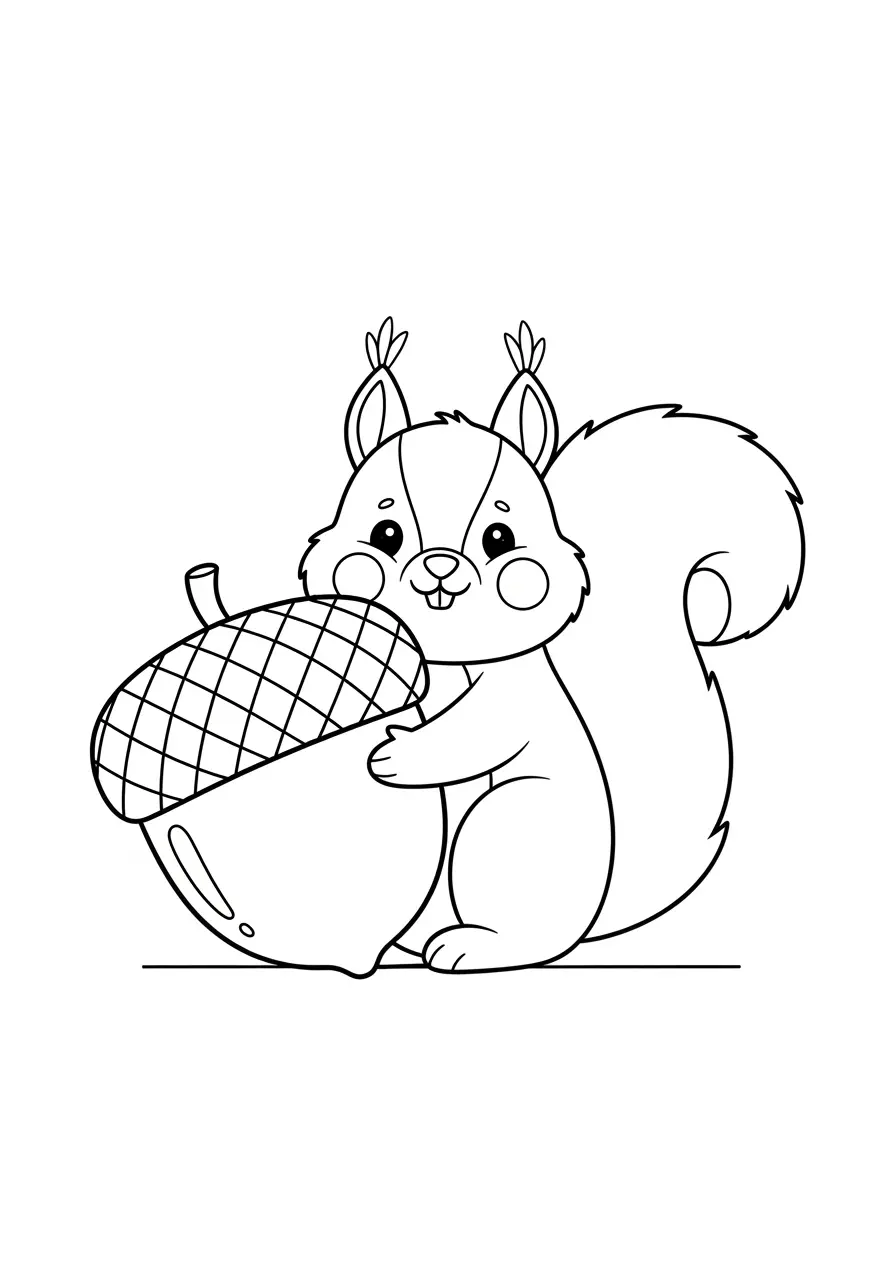 Sweet Squirrel Nature Coloring Page
