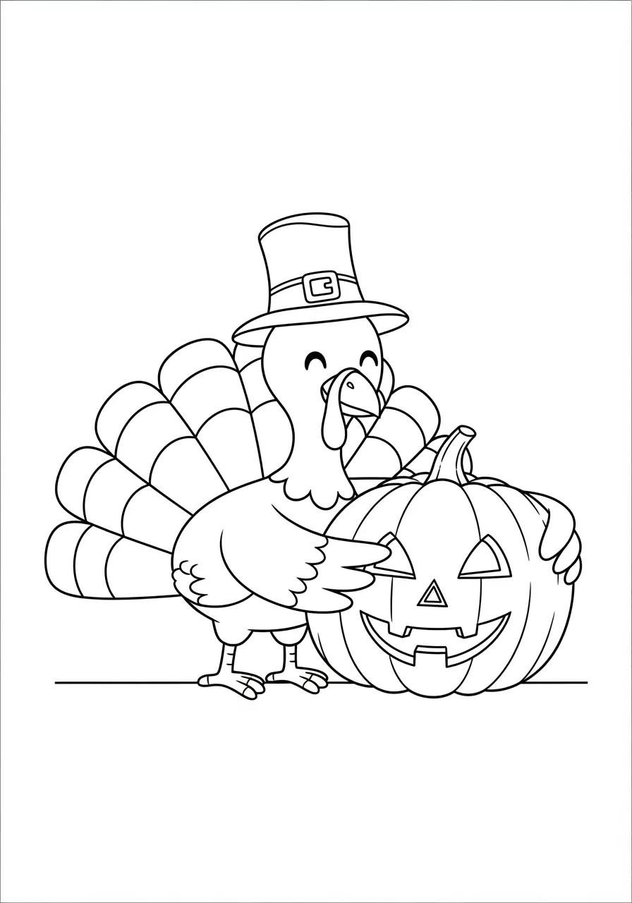Sweet Turkey and Pumpkin Coloring