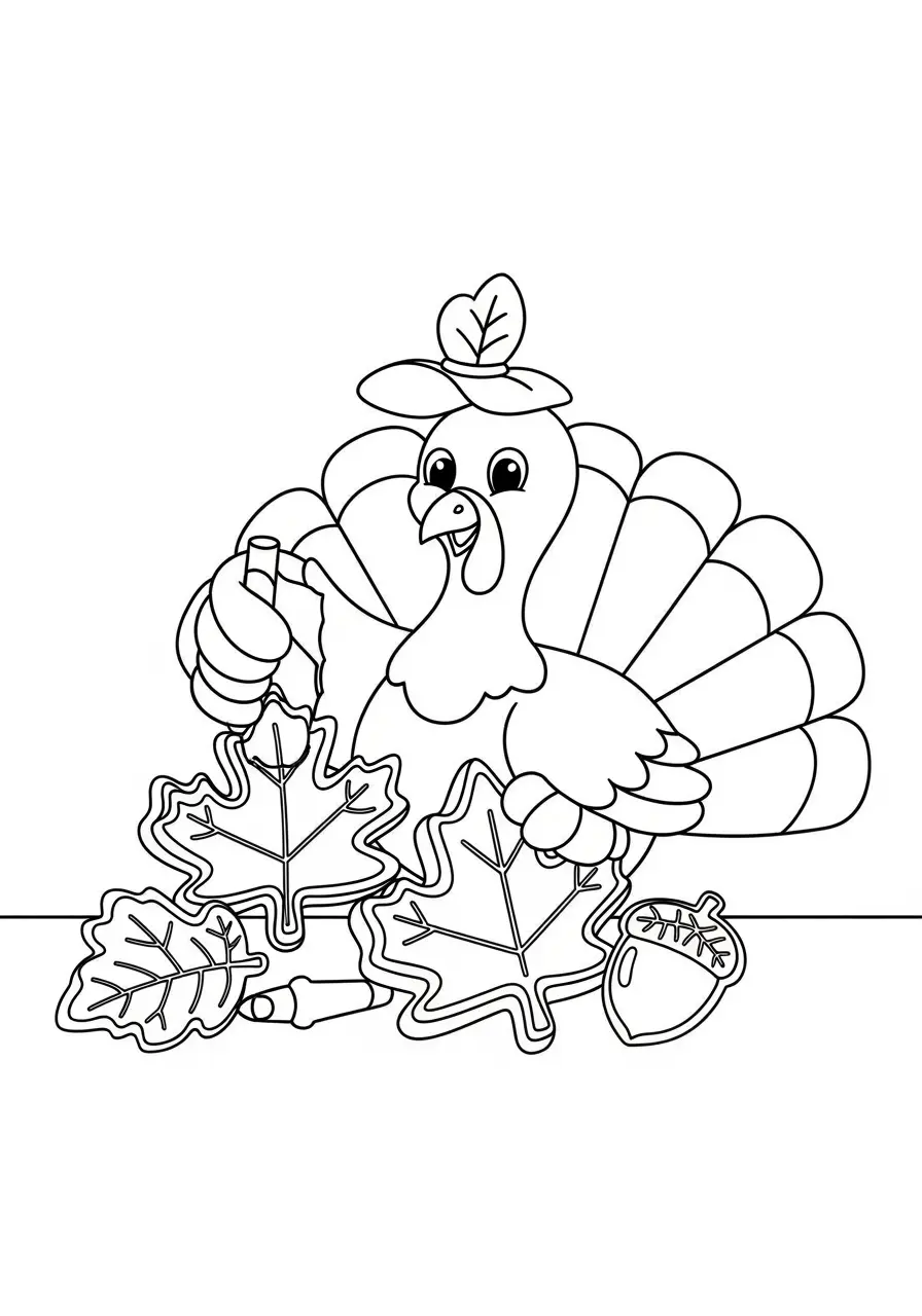 Sweet Turkey Baking Coloring Page