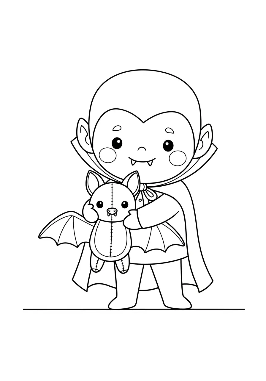Sweet Vampire Cute Spooky Coloring Page