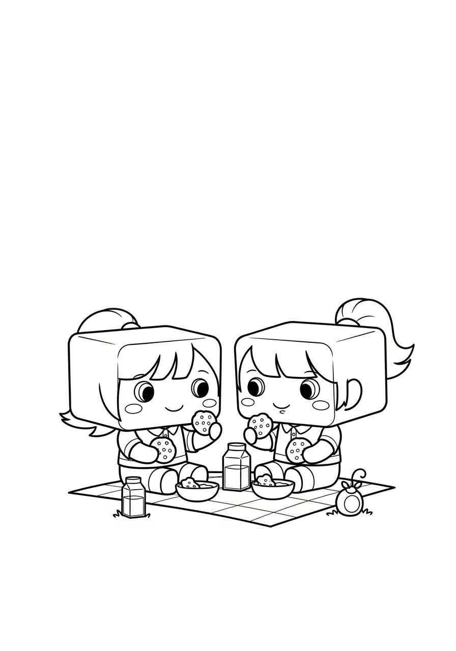 Sweet Villager Kids Minecraft Coloring Page